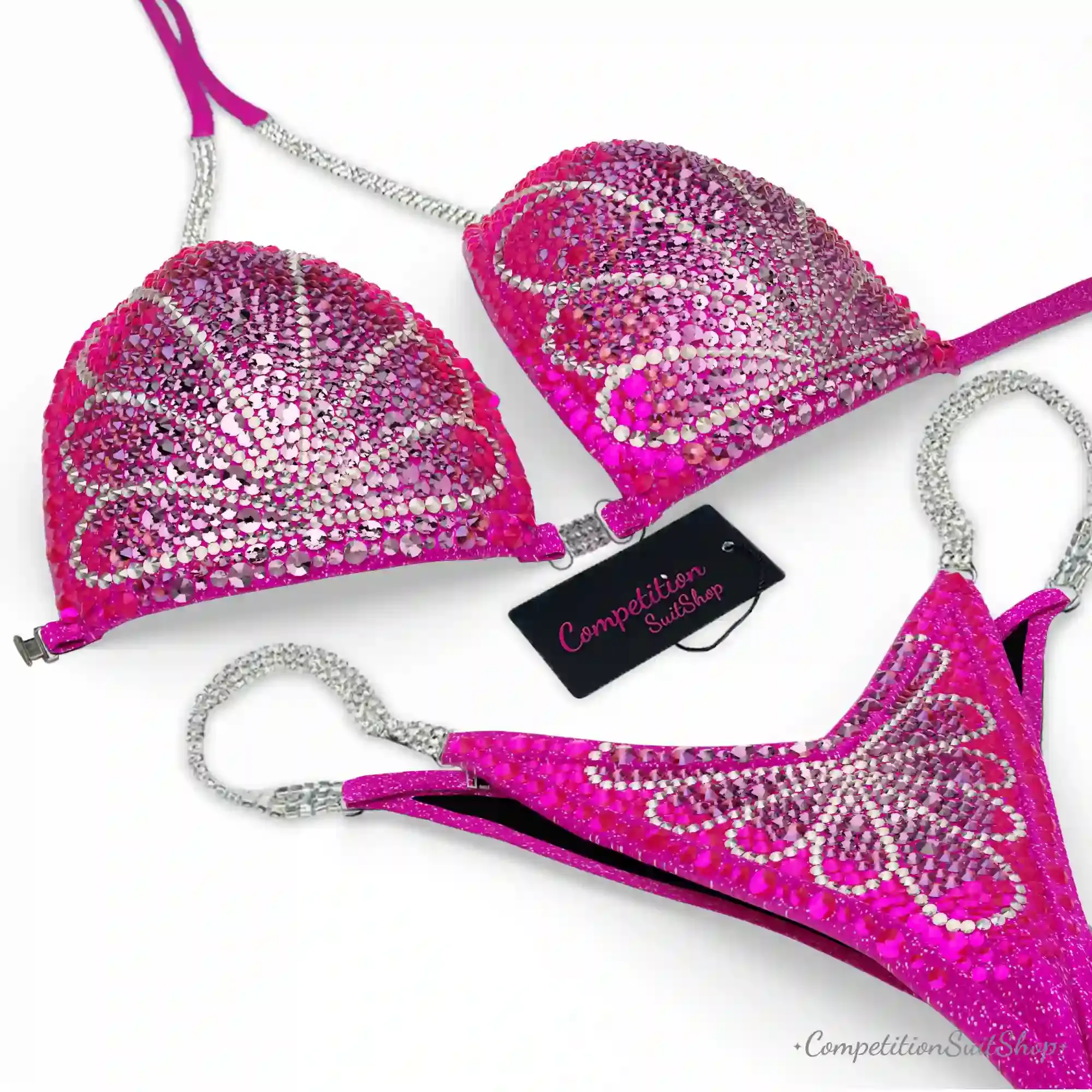 Neon Pink Bloom Competition Bikini BM191-1